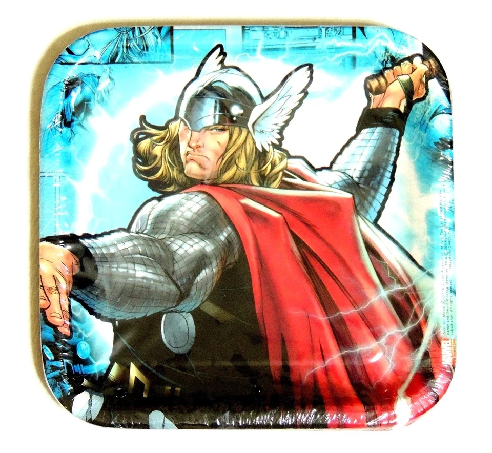 NUEVO ~THOR EL PODEROSO VENGADOR 8- PLATOS DE POSTRE 7" CUADRADOS.- SUMINISTROS PARA FIESTAS Foto 1 de 1