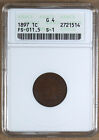 1897 INDIAN CENT FS-011.5, SNOW - 1, ANACS G4 2721514 - OLD HOLDER