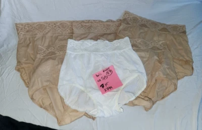 VTG NWOT Bali Brief Panties Lacy Skam Nude Size S/5 Lace Nylon Underwear Tags B7 - Image 1 of 4