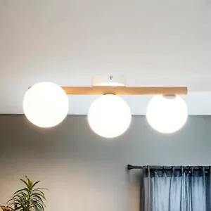 Deckenlampe Kugel blendarm Weiß Kiefer 47 cm 3-flammig G9 Deckenleuchte Esstisch - Bild 1 von 9