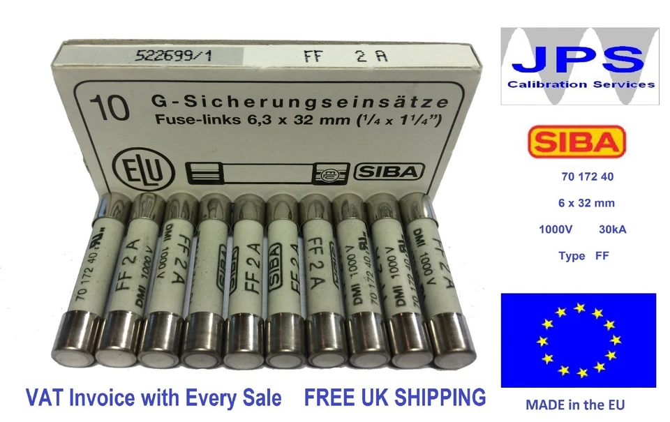 SIBA 70 172 40 2A Fuse Ultra Rapid FF 2A 1000V DMM DMI Fuse JPSF089 Pk x1/2/5/10