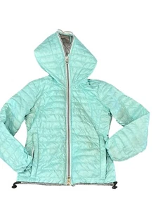 Kids Girls DUVETICA Goose Down Packable Jacket Puffer Hooded Mint Green 5 Years - Picture 1 of 15