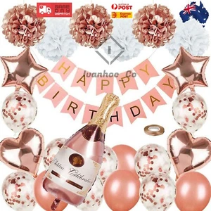Ultimate Rose Gold Birthday Pack Happy Birthday Confetti Balloons Party AUS - Picture 1 of 9