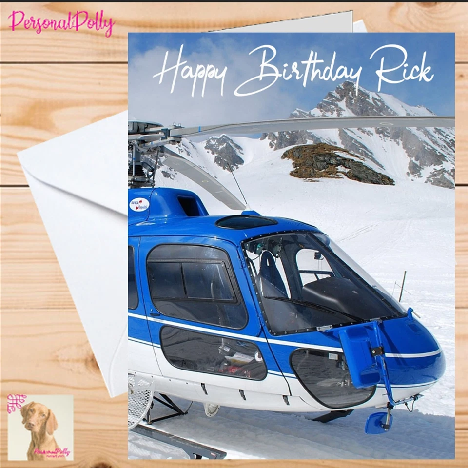 Personalised Helicopter Card Birthday Plane Rotary Pilot Fly Runway - Image 1 of 1