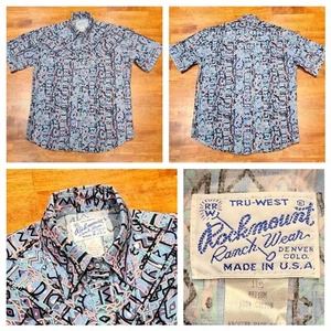 Vtg 80's Tru-West Rockmount Ranch Wear Shirt Made In USA Pearl Snap Sz Medium - Picture 1 of 15