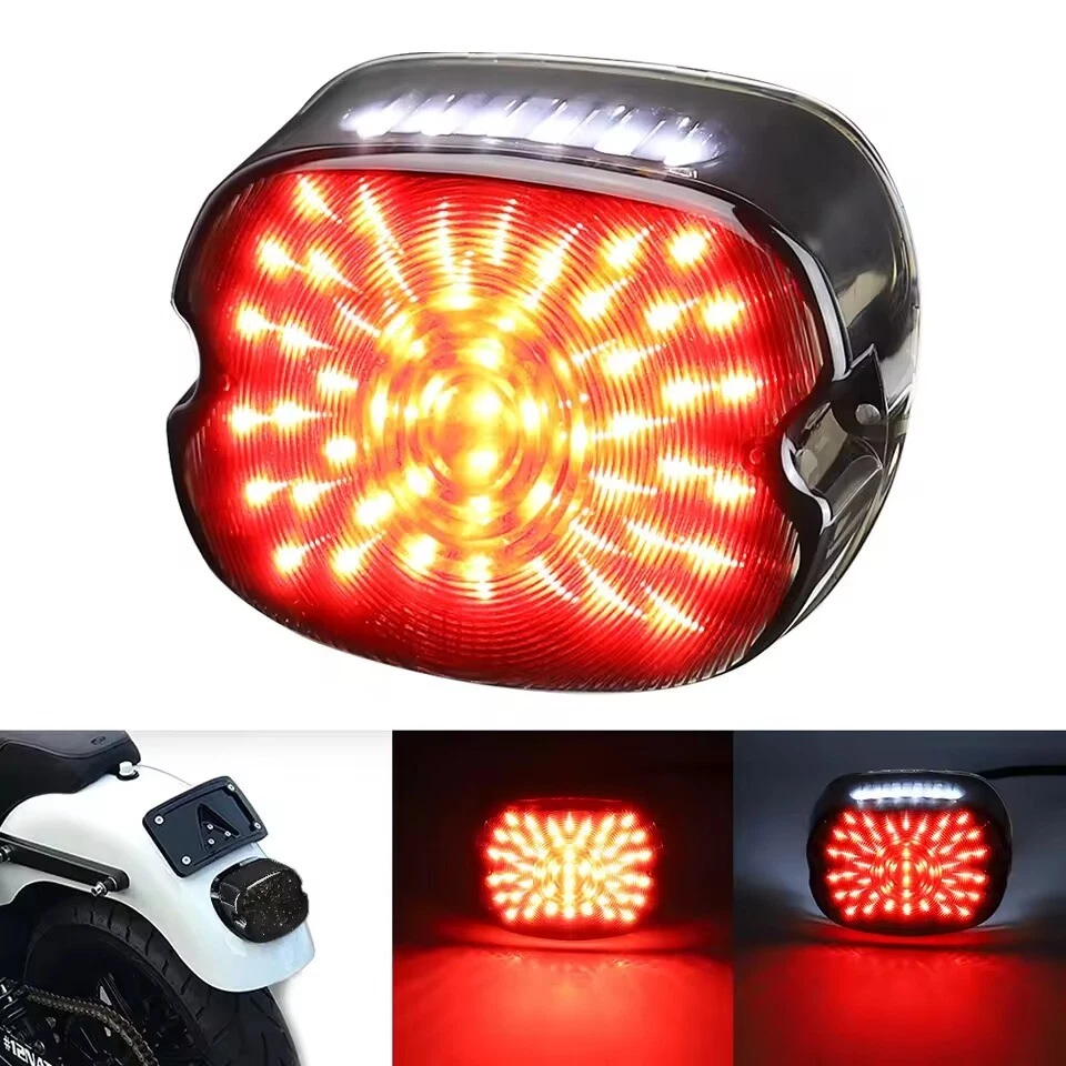 Luz trasera LED negra lámpara de señal de giro de freno para Harley Sportster Street Glide Foto 1 de 4
