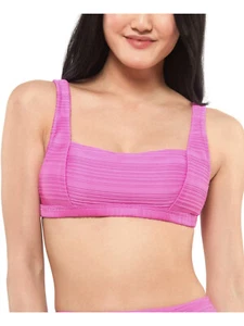 JESSICA SIMPSON Juniors Ribbed Striped Sqaure Neck Bikini Top X-Large Swimwear - Picture 1 of 2