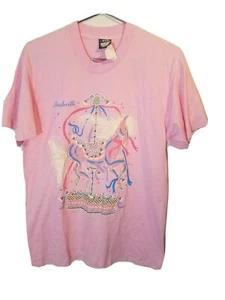 VTG Screen Stars Womens Large Nashville Single stitch Carousel Graphic T Shirt - Picture 1 of 8