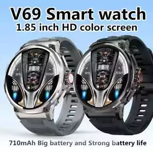 V69 Smart Watch For Men 100 Days Extra-Long Battery 1.85" HD Large Round Screen - Picture 1 of 13