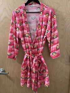 Paul Frank Robe Womens Medium Pink Monkey Hearts Graphic Print 100% Cotton - Picture 1 of 4