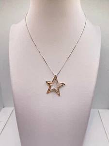 COLLANA CON STELLA DONNA COMETE IN ORO BIANCO E DIAMANTI GLB393 NUOVA -20% - Imagen 1 de 5