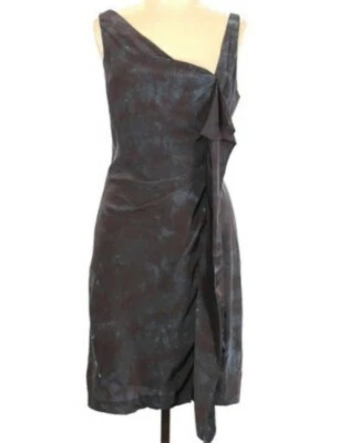 Graham & Spencer Watercolor Tie Dye Ruffle Gathered Silk Mini Dress Y2K Sexy S - Image 1 of 4