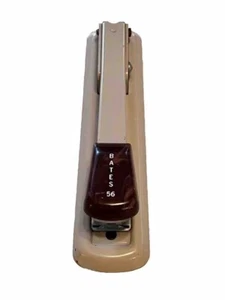 Bates 56 Vintage Tan Brown 8" Stapler Retro Bakelite Grip Made In New Jersey USA - Picture 1 of 13