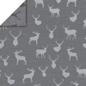 Stoff Meterware Hirsch Grau Jacquard Decke Plaid Kissen Deko Tischdecke Vorhang - Bild 1 von 1