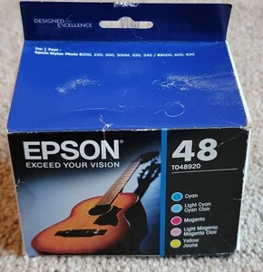 NEW IN BOX 5 GENUINE EPSON 48 INK RX620 T0482 T0483 T0484 T0485 T0486 09/2017 - Picture 1 of 6