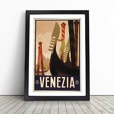 Vintage Travel Venice Venezia Wall Art Print Framed Canvas Picture Poster Decor