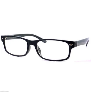 Anteojos RETRO Delgados Borde Cuerno Rectangular Marco Unisex Moderno Lentes Transparentes NEGROS - Imagen 1 de 4