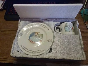 3 Pcs Wedgewood Beatrix Potter Peter Rabbit Plate, Saucer And Tea Cup Se - Picture 1 of 9