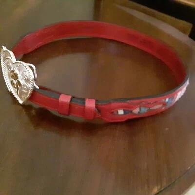 Cinturón Serape inspirado en nativos americanos con hebilla de placa plateada NUEVO Foto 1 de 3