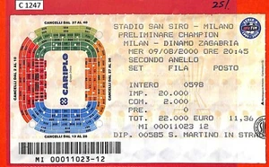 C1247 - Vecchio BIGLIETTO PARTITA CALCIO - 2000 MILAN VS DINAMO ZAGABRIA - Picture 1 of 1