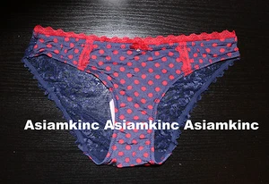 Mujeres Sexy Encaje Diamante Tanga Pantias Azul Marino/Punto Rojo S Pequeño Nuevo con Etiquetas* - Imagen 1 de 3