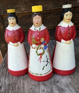 10” Mrs. Butterworth Brown Glass Bottles Folky Painted 3. Bottles - Picture 1 of 7