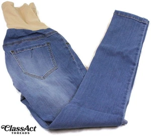 Indigo Blue Maternity Jeans Size Medium Stretch Panels Medium Wash - Picture 1 of 4