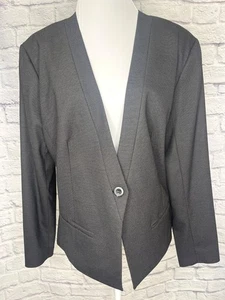 Cardigan blazer Sejour chiusura un bottone donna taglia 16 W taglie forti colore nero - Foto 1 di 7