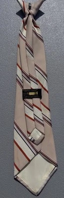 Vtg 60s 70s Necktie Tie MensGolden Clasp Prince Consort Tan - Image 1 of 4
