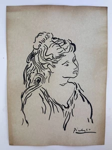 Pablo Picasso COA Art Painting Original Drawing Vintage Paper Signed - Picture 1 of 3