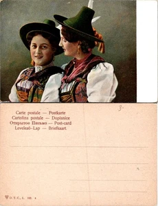 Farbige Postkarte mit zwei Frauen in Trachtenkleidung - Bild 1 von 1