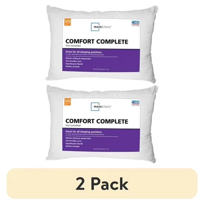 (2 pack) Mainstays Comfort Complete Bed Pillow, Standard/Queen Good Furniture