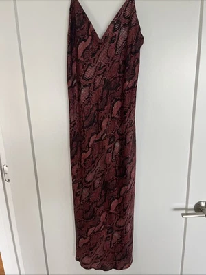 $495 L’agence Slip Dress Jodie Silk V-Neck Midi Python Snakeskin Print Sz 6 - Image 1 of 3
