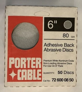 Porter Cable 6 Inch 80 Grit Adhesive Back Abrasive Discs 50 ct NEW - Picture 1 of 2