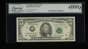 DBR 1995 $5 San Francisco Fr. 1985-L Legacy 45 PPQ Serial L03034553H - Picture 1 of 2