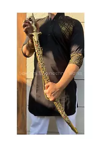 Talwar Sikh wedding ceremonial sword and sheath, PERSONALISED BRASS Mesh Design - Picture 1 of 12