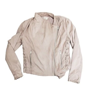 Miami Womens Size Medium Tan Colored Super Soft Faux Suede Asymmetrical Jacket - Picture 1 of 7