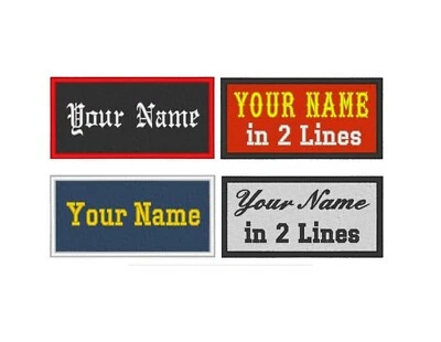 Custom Embroidered Name Tag Sew on Patch Biker Rocker Badge 4" X 2" (B) NP-28 - Image 1 of 4