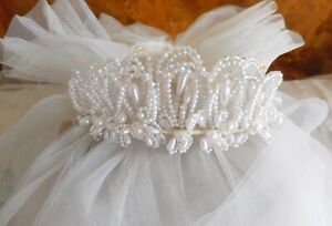 Bridal Tiara Wedding Crown Veil Hair Accessory 1 Comb veil bead sequin PRINCESS