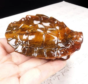 Real He Tian Jade Stone Carved Turtle Shell Statue Ornament Collection Decor - Picture 1 of 5