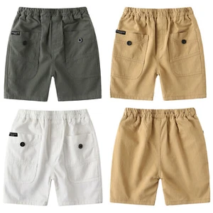 Baby Boys Stretch Pure Color Shorts with Large Pocket Summer Beach Bottoms  - Picture 1 of 20