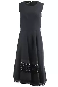 PRADA LACE TRIMMED EMBELLISHED WOOL BLEND DRESS IT 42 UK 10 - Picture 1 of 4