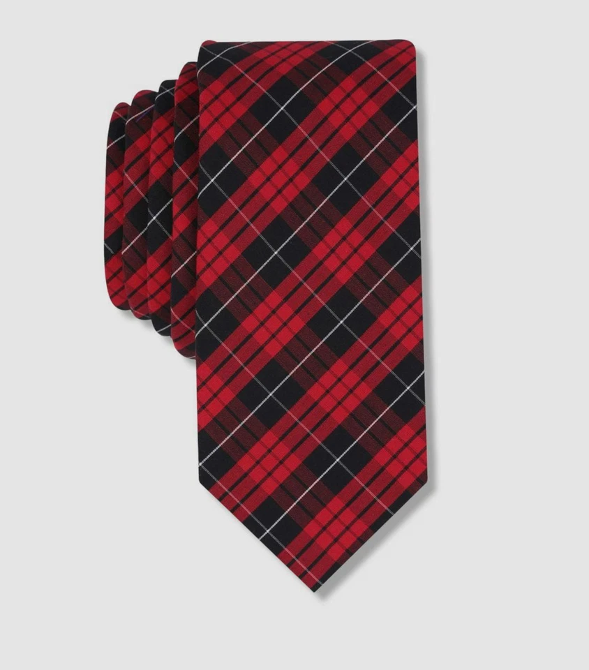 Corbata ajustada de algodón a cuadros roja Bar III de $56 para hombre talla 56 X 2,5 Foto 1 de 1