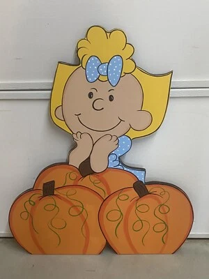 Niña En Calabaza Parche Halloween Madera Exterior Patio Arte Decoración, Madera... Foto 1 de 4