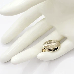 Minimalist Small Oval Light Gold Tone Trench Curve Center Vintage Tie Clip Clasp - Picture 1 of 18