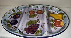 Gibson Elite Large 17” Sectioned Serving Platter Fruit Vines Ceramic New - Picture 1 of 10
