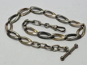 CATENA OROLOGIO DA TASCA vintage anni 50/60 argento sterling/marchi argento portoghese - Foto 1 di 12