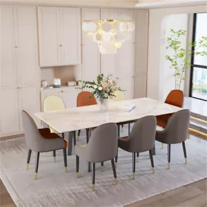 Solid Marble Expandable Dining Table Space Saving Compact 4-12 Seat Kitchen Desk - Picture 1 of 48