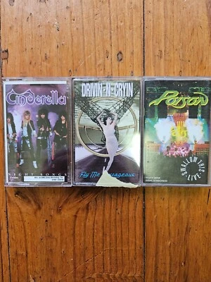 3 x ALBUMS CINDERELLA Night Songs+DRIVIN N CRYIN Fly+POISON Swallow CASSETTE - Image 1 of 4