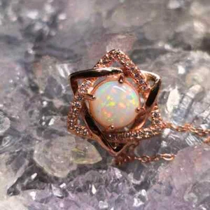"Eliovana" Coober Pedy White Opal 1.50ct Rosegold plated 925 Silver Necklace - Bild 1 von 9